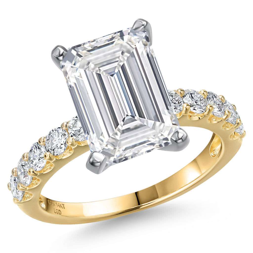Emerald Cut_Center 4.00ct_6_Ring in 14K Two Tone Gold