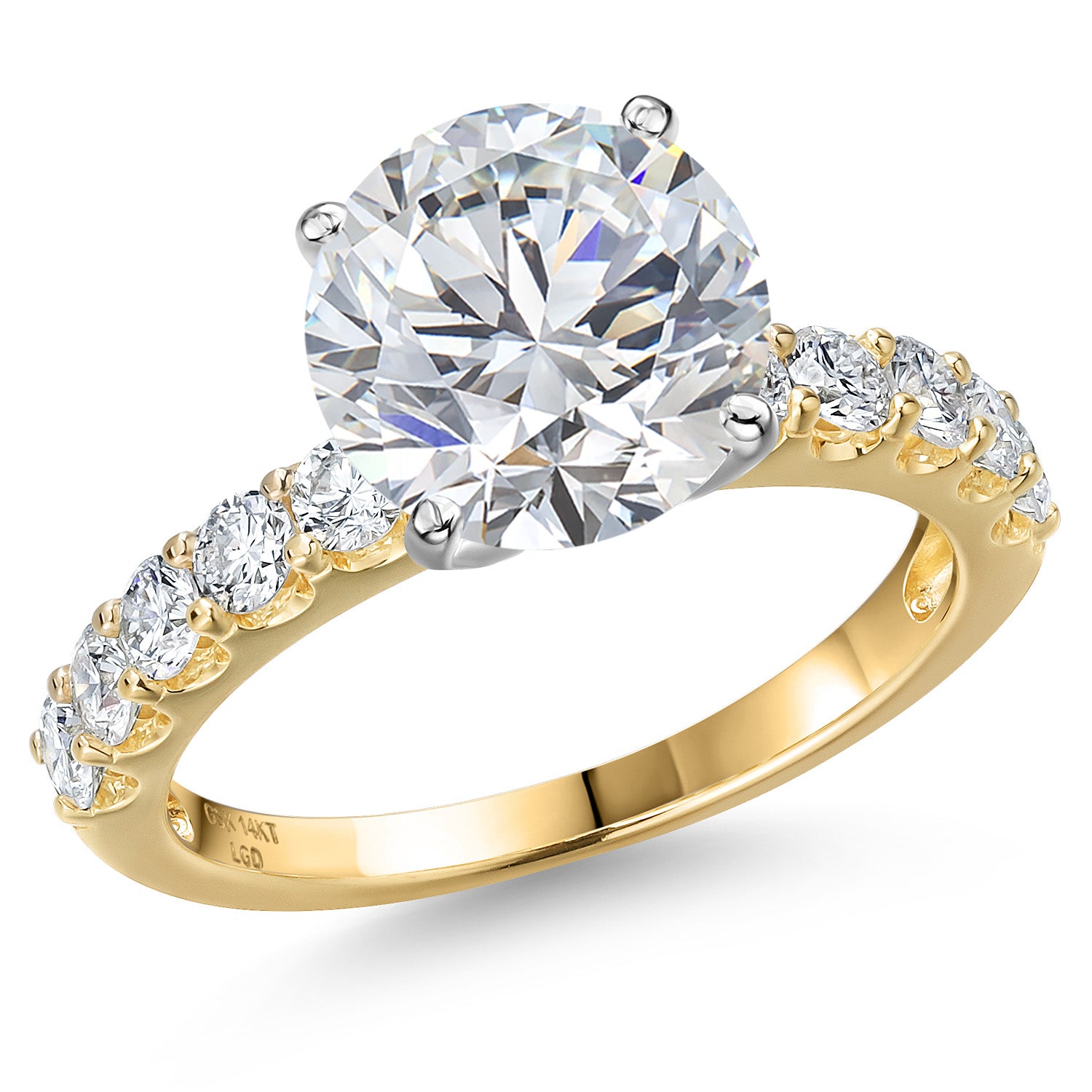 Round Cut_Center 4.00ct_5_Ring in 14K Two Tone Gold