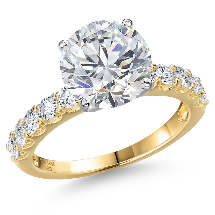 Round Cut_Center 4.00ct_5_Ring in 14K Two Tone Gold