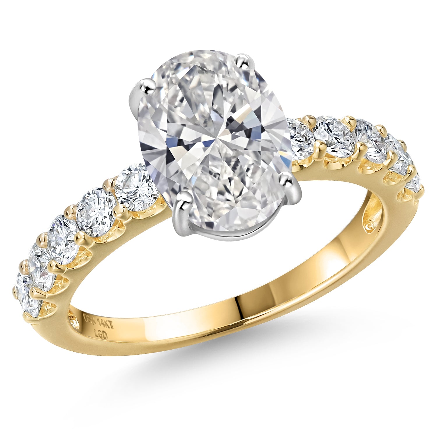 Oval Cut_Center 2.00ct_5_Ring in 14K Two Tone Gold