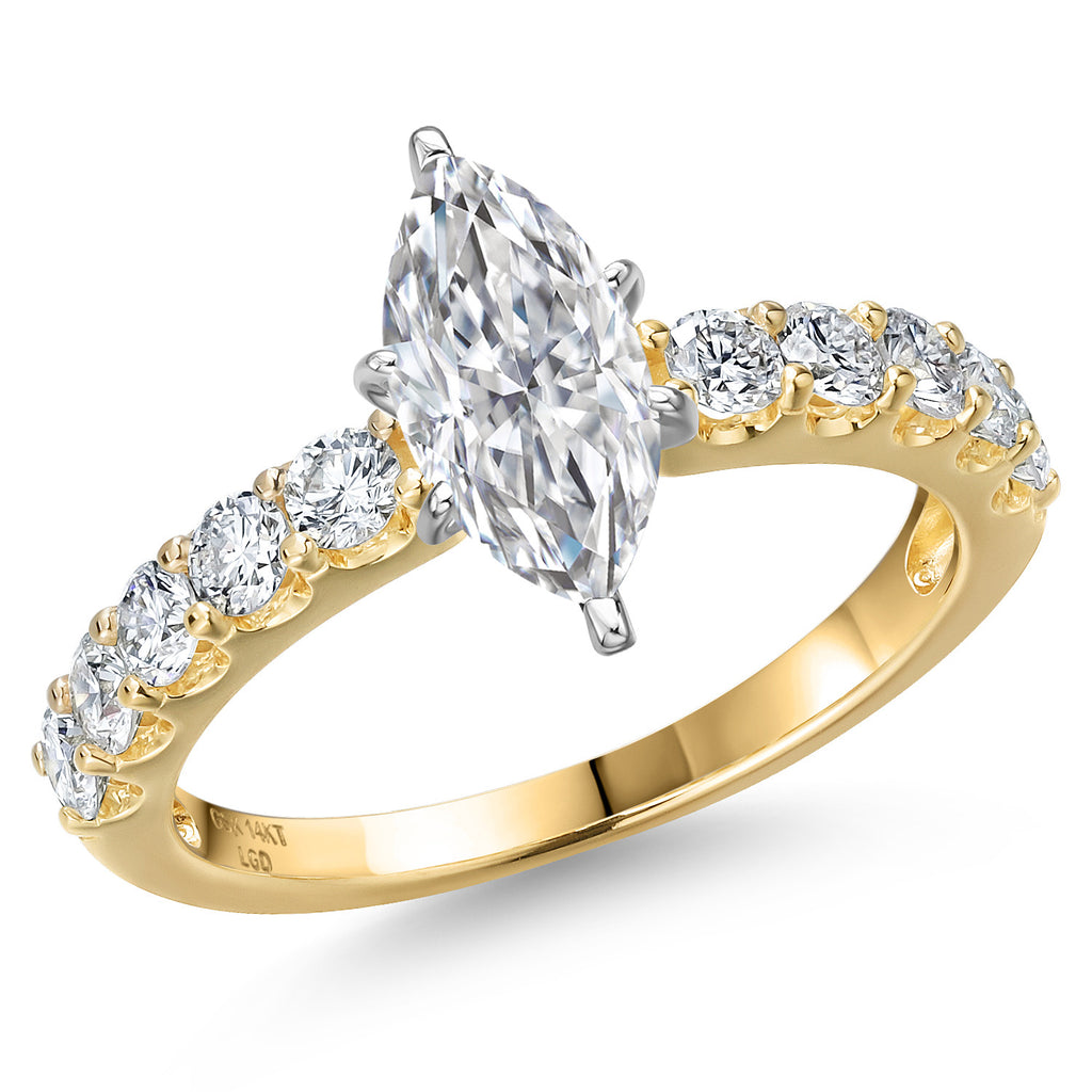 Marquise Cut_Center 1.00ct_5_Ring in 14K Two Tone Gold