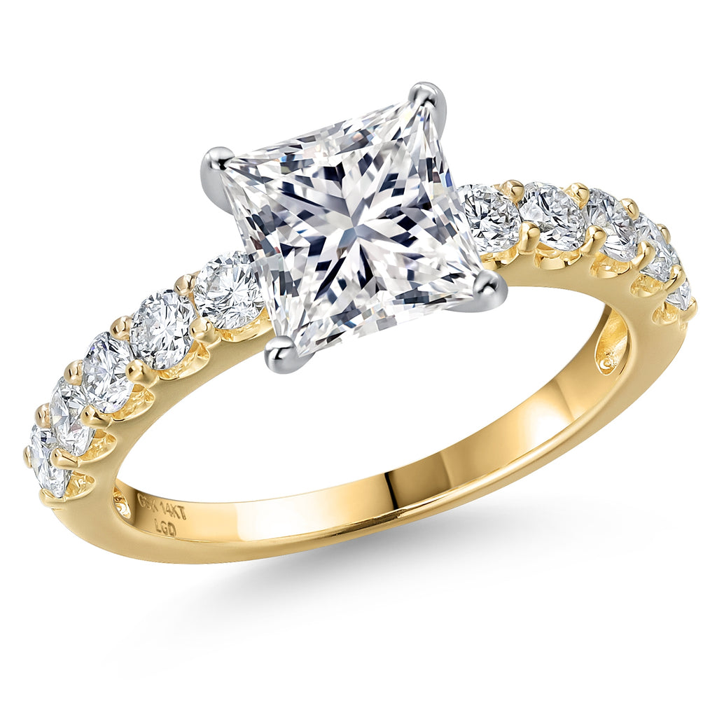 Princess Cut_Center 2.00ct_9_Ring in 14K Two Tone Gold