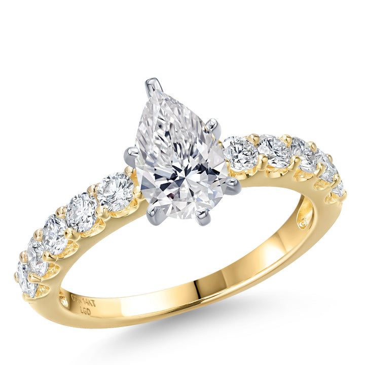 Gem Stone King 1.45-5.70 Cttw IGI Certified Lab Grown Diamond 2-Tone 14K White and Yellow Gold Engagement Ring For Women | D-E | VS1-VS2 | Wedding Anniversary Ring