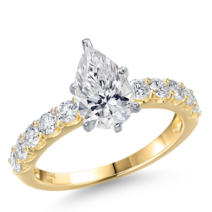 Gem Stone King 1.45-5.70 Cttw IGI Certified Lab Grown Diamond 2-Tone 14K White and Yellow Gold Engagement Ring For Women | D-E | VS1-VS2 | Wedding Anniversary Ring