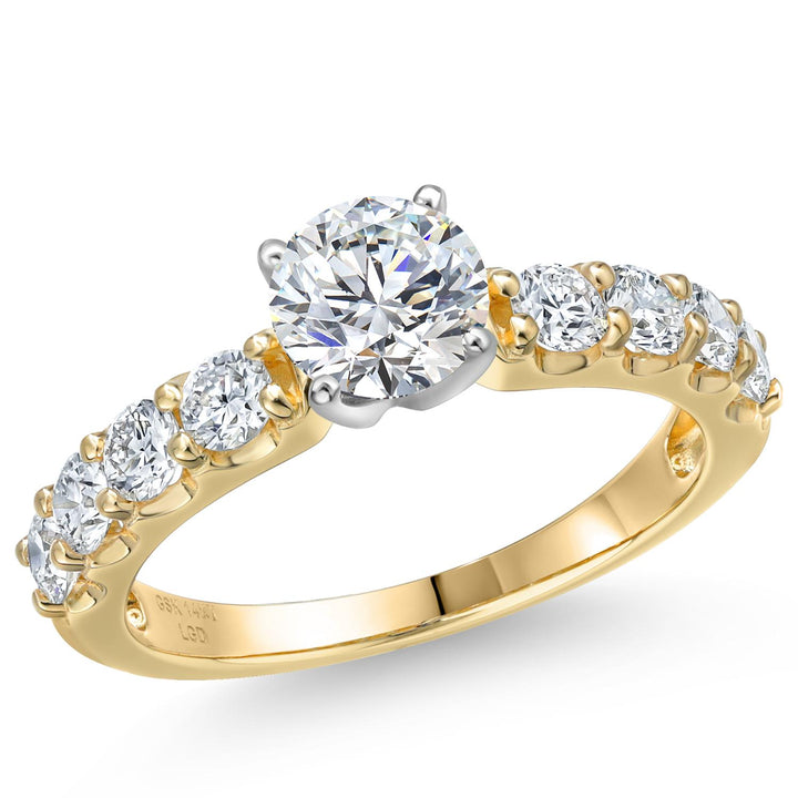 Round Cut_Center 1ct_5_Ring in 14K Two Tone Gold