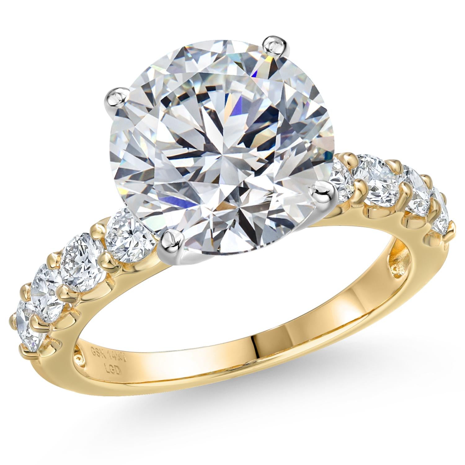 Round Cut_Center 5ct_5_Ring in 14K Two Tone Gold