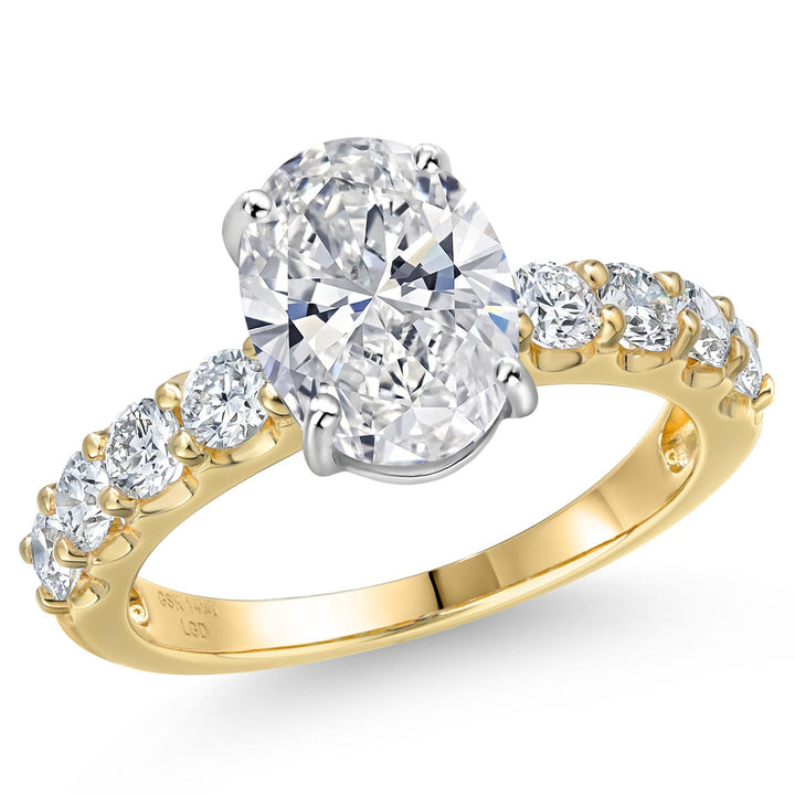 Oval Cut_Center 2ct_5_Ring in 14K Two Tone Gold