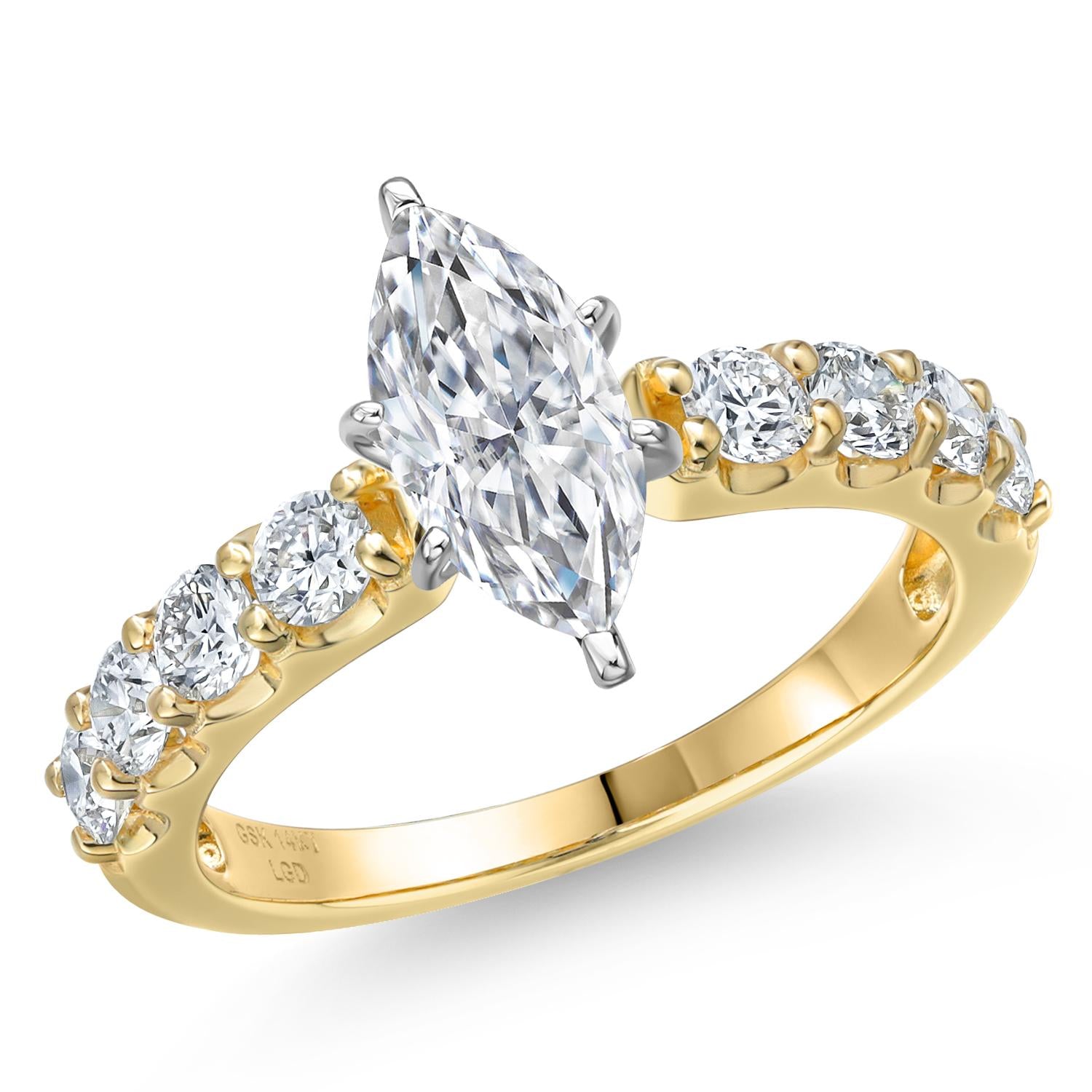 Marquise Cut_Center 1ct_6_Ring in 14K Two Tone Gold