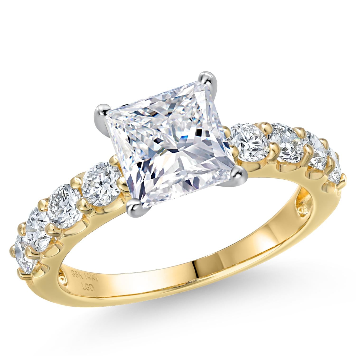 Princess Cut_Center 2ct_9_Ring in 14K Two Tone Gold