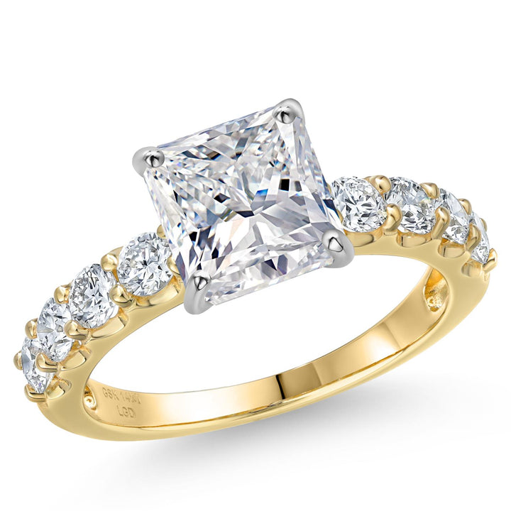 Princess Cut_Center 3ct_5_Ring in 14K Two Tone Gold