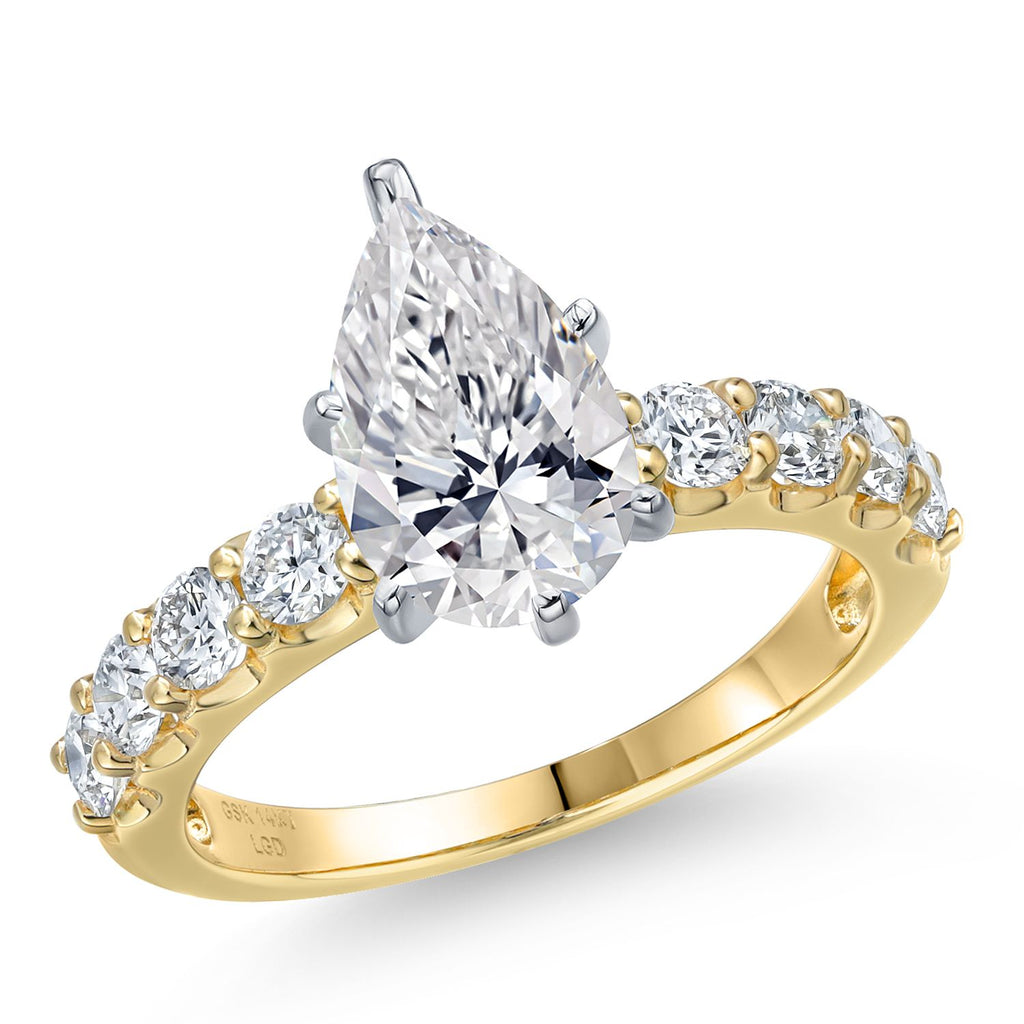 Pear Shape_Center 2ct_5_Ring in 14K Two Tone Gold