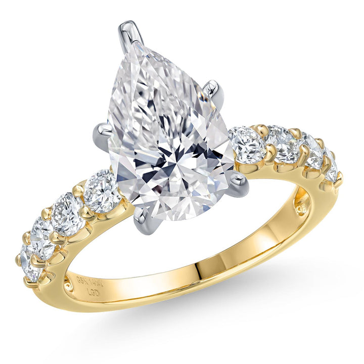 Pear Shape_Center 3ct_5_Ring in 14K Two Tone Gold