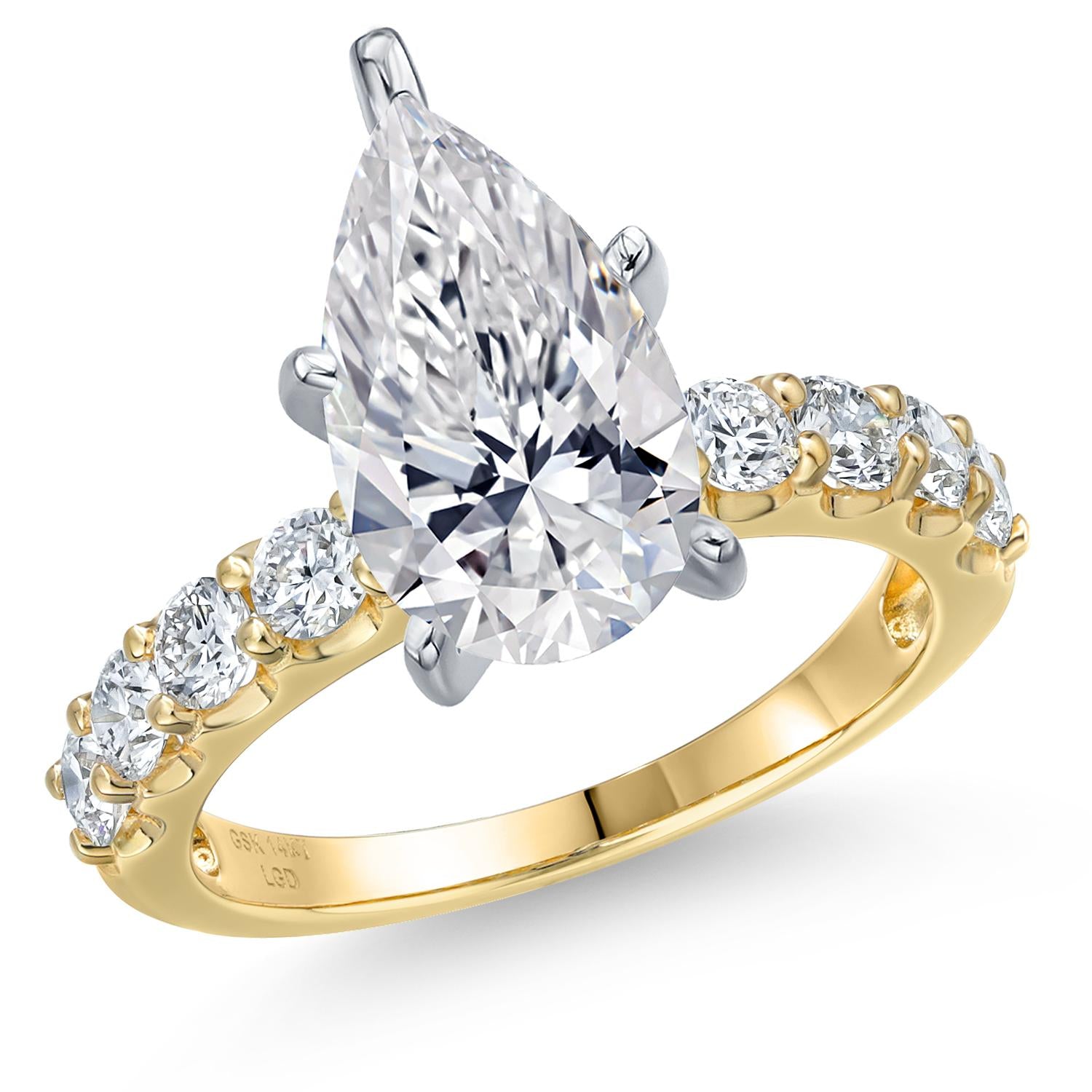 Pear Shape_Center 4ct_8_Ring in 14K Two Tone Gold