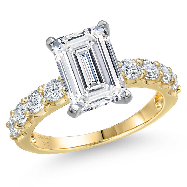 Emerald Cut_Center 4ct_6_Ring in 14K Two Tone Gold