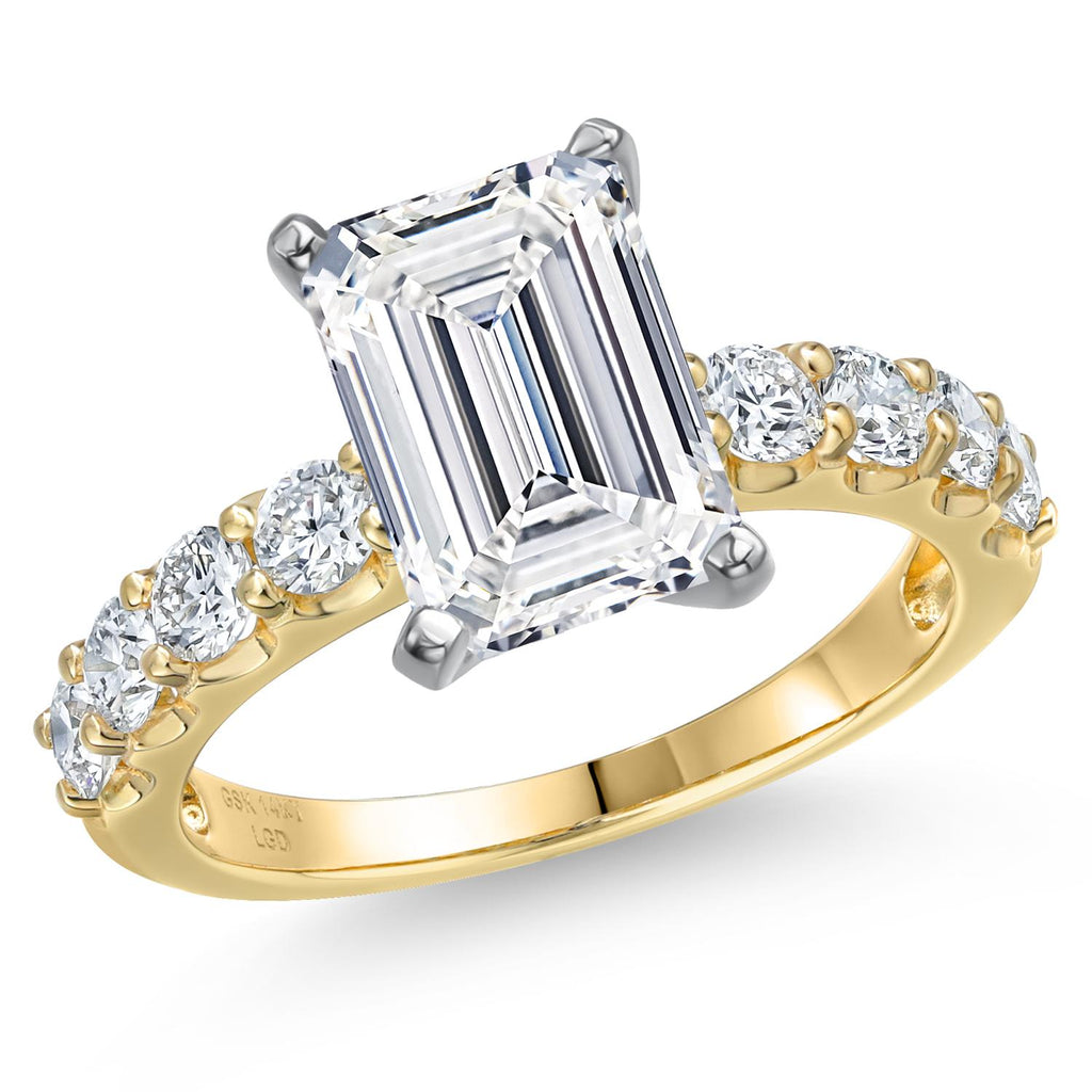 Emerald Cut_Center 4ct_8_Ring in 14K Two Tone Gold