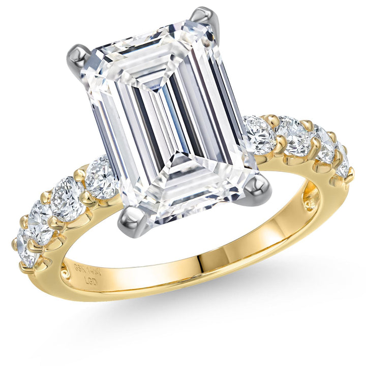 Emerald Cut_Center 5ct_5_Ring in 14K Two Tone Gold