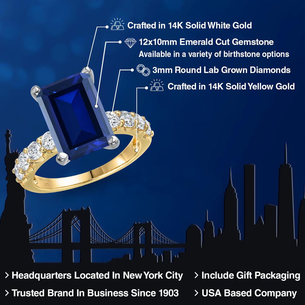 Created Sapphire and Lab Grown Diamond_7_Ring in 14K Two Tone Gold