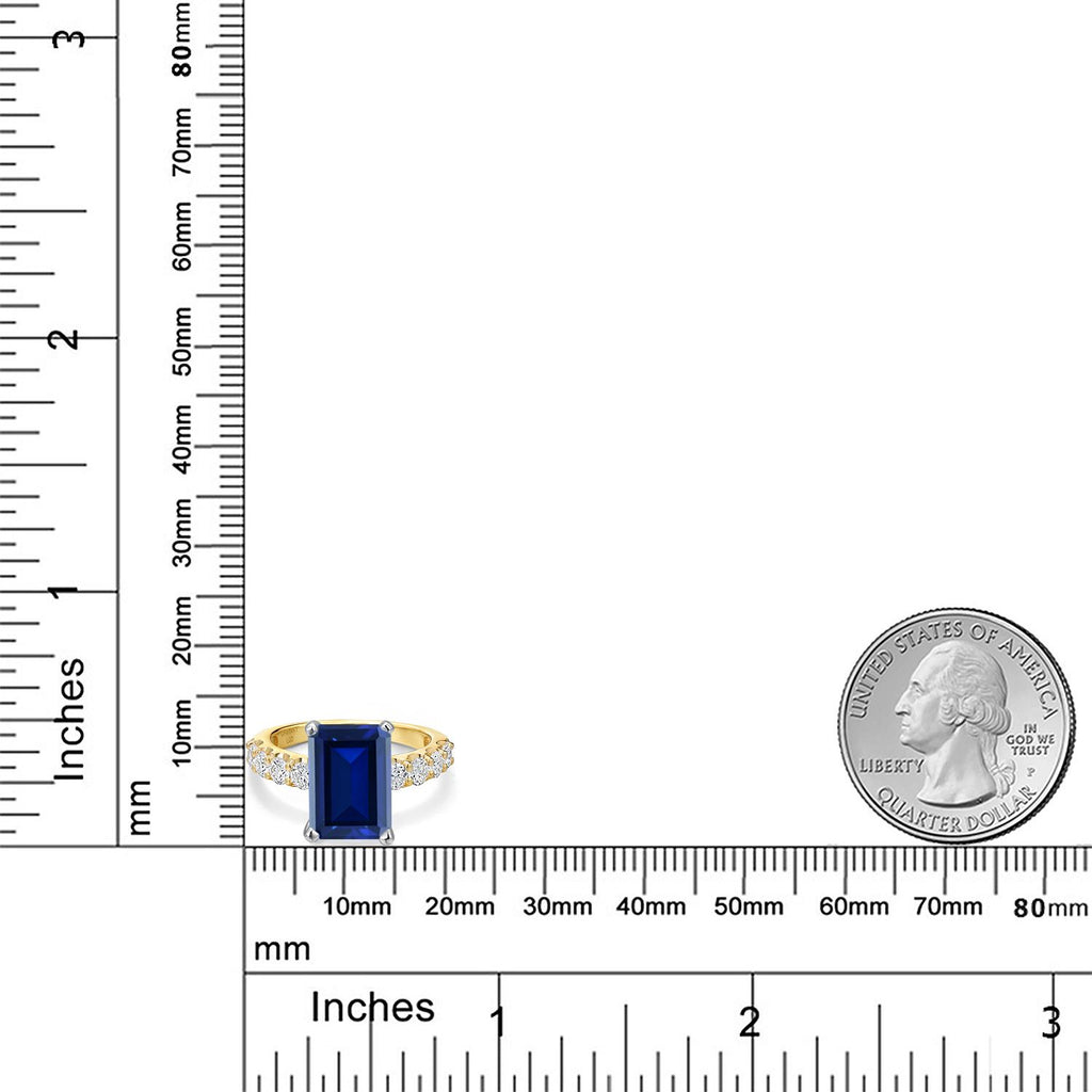 Created Sapphire and Lab Grown Diamond_7_Ring in 14K Two Tone Gold