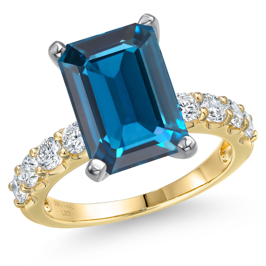 London Blue Topaz - November_7_Ring in 14K Two Tone Gold