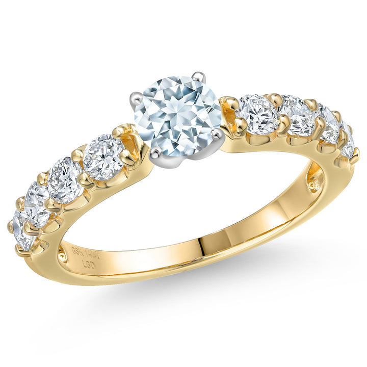 Aquamarine - March_5_Ring in 14K Two Tone Gold