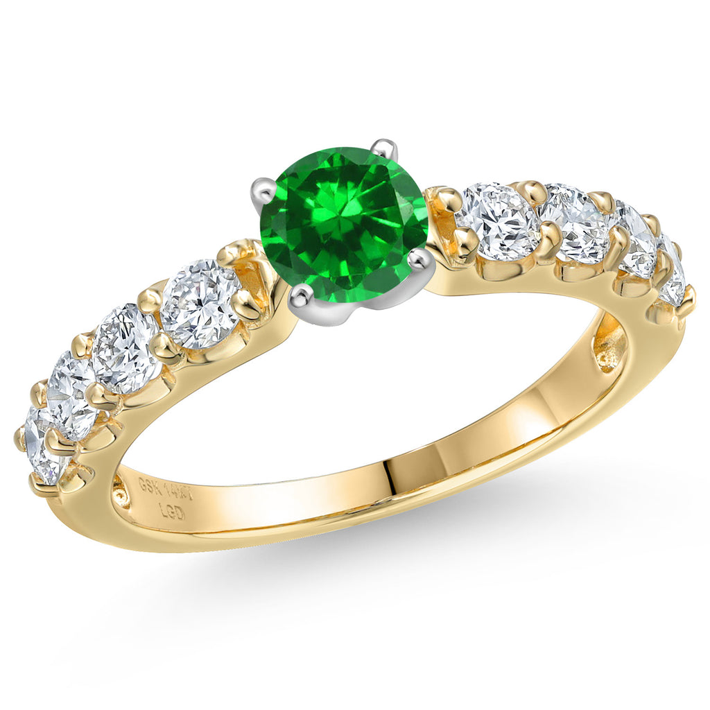 Created Emerald - May_9_Ring in 14K Two Tone Gold