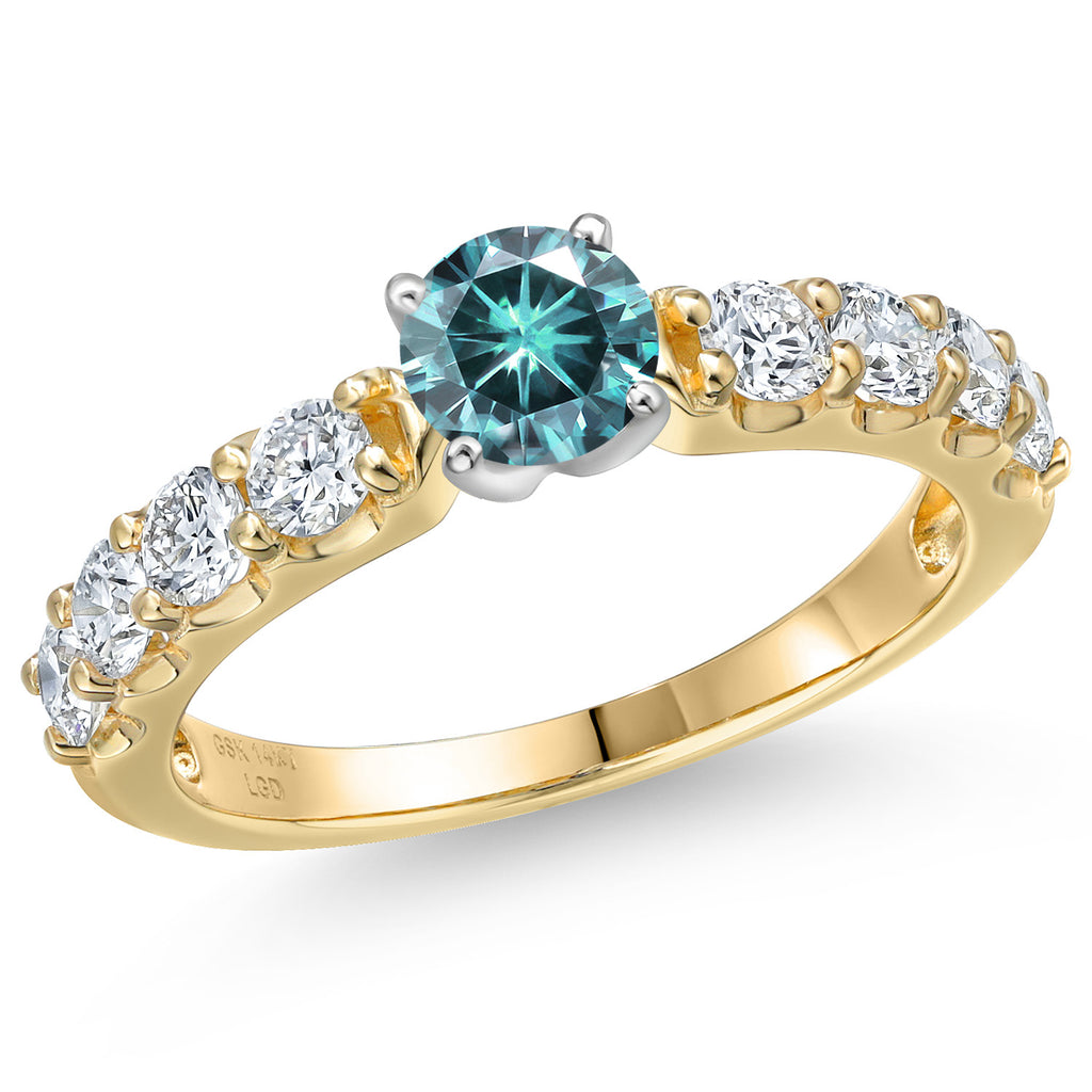 Blue Moissanite - April_6_Ring in 14K Two Tone Gold