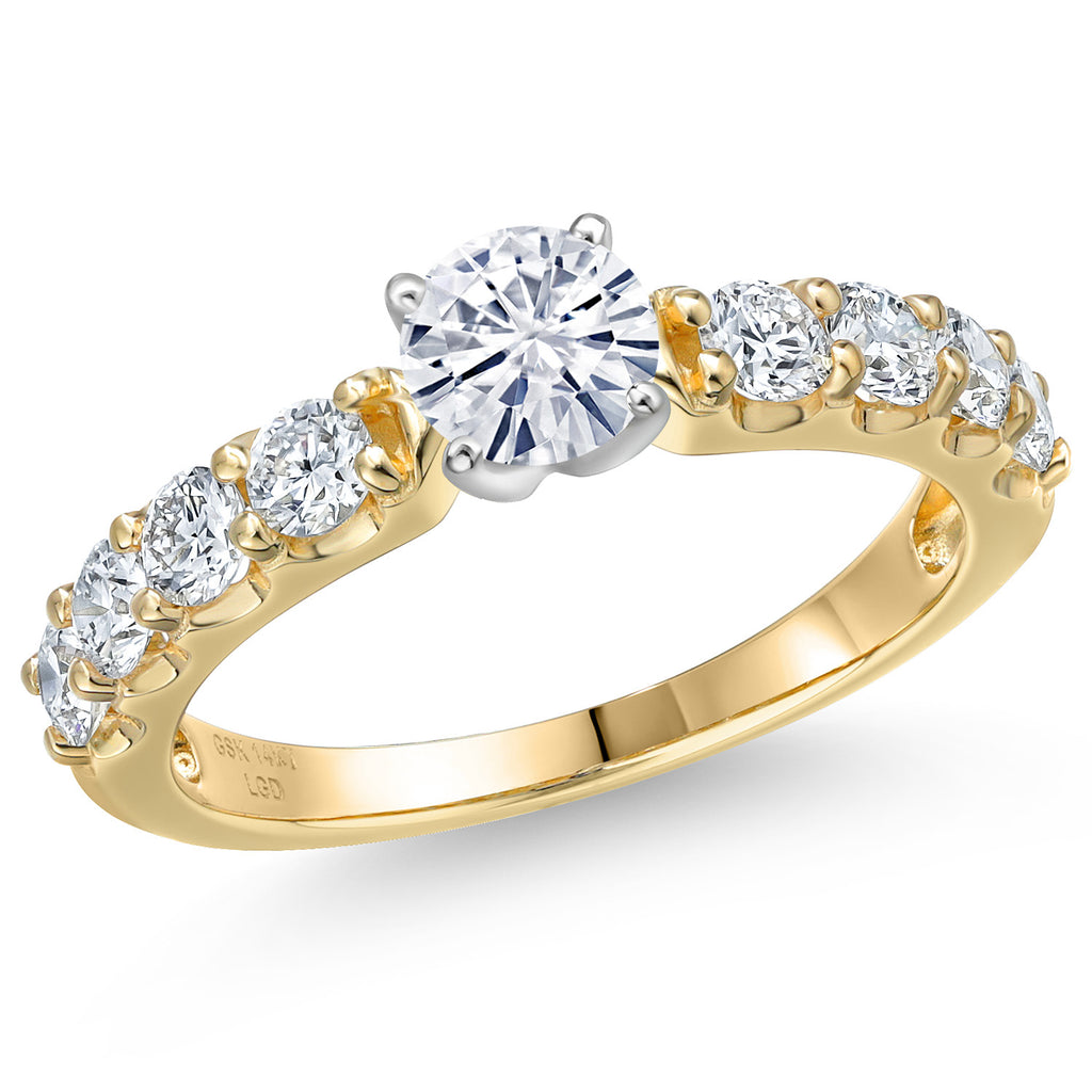 White Moissanite - April_9_Ring in 14K Two Tone Gold