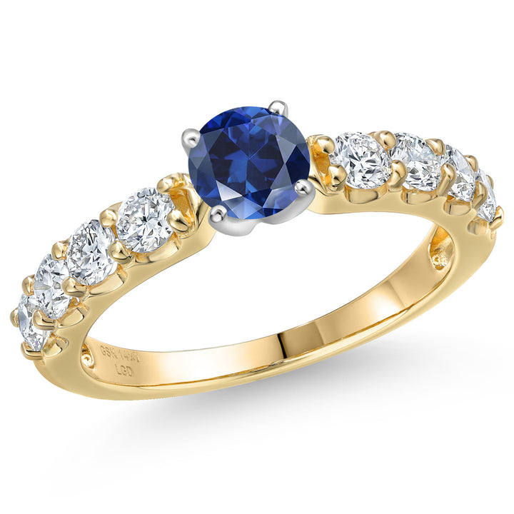 Blue Created Sapphire - September_5_Ring in 14K Two Tone Gold