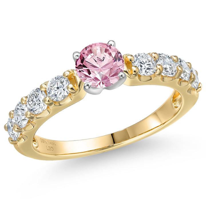 Pink Lab Grown Diamond - April_5_Ring in 14K Two Tone Gold