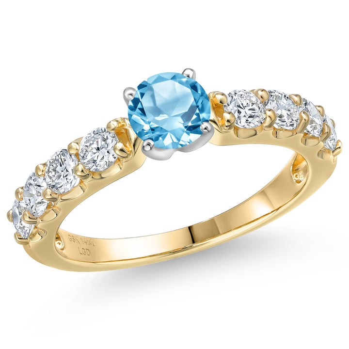 Swiss Blue Topaz - November_5_Ring in 14K Two Tone Gold