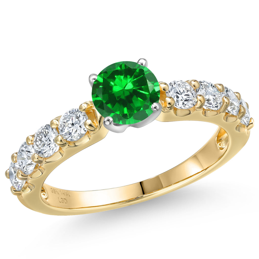 Created Emerald - May_7_Ring in 14K Two Tone Gold