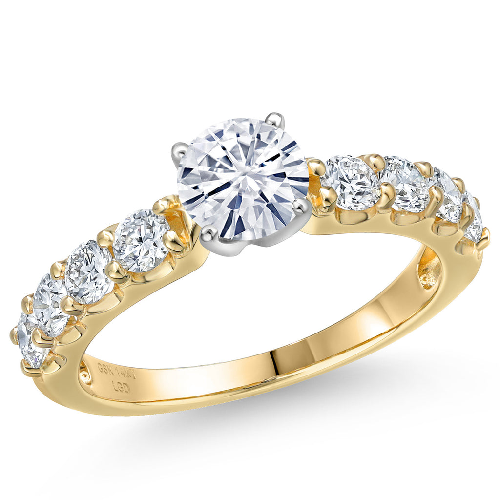 White Moissanite - April_9_Ring in 14K Two Tone Gold