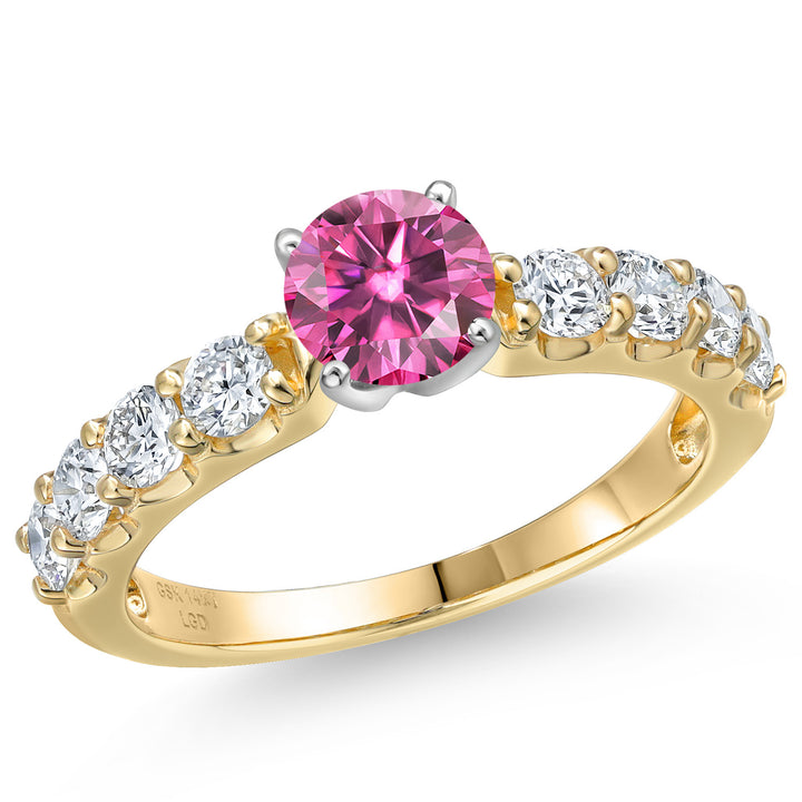 Pink Moissanite - April_5_Ring in 14K Two Tone Gold