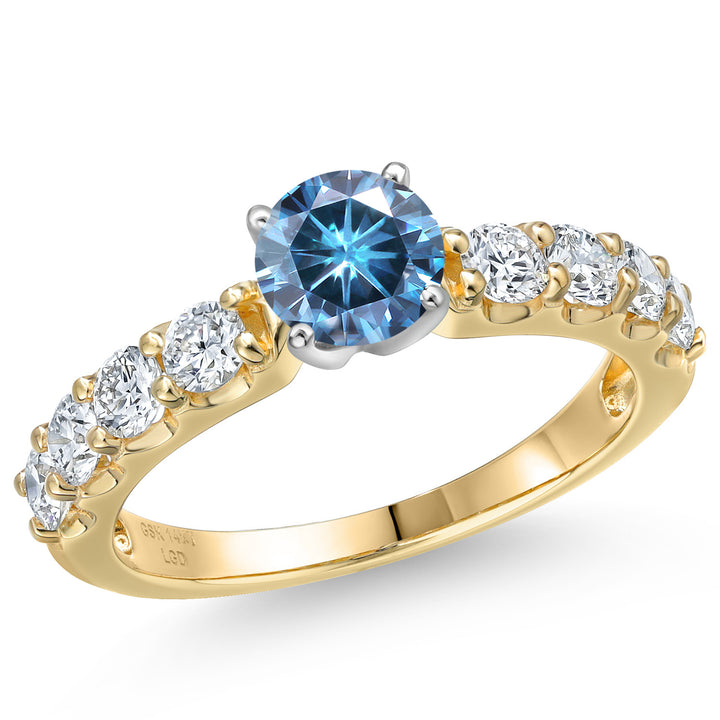 Persian Blue Moissanite - April_5_Ring in 14K Two Tone Gold