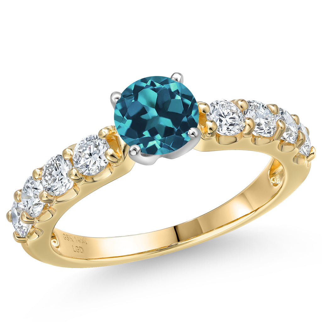 London Blue Topaz - November_9_Ring in 14K Two Tone Gold