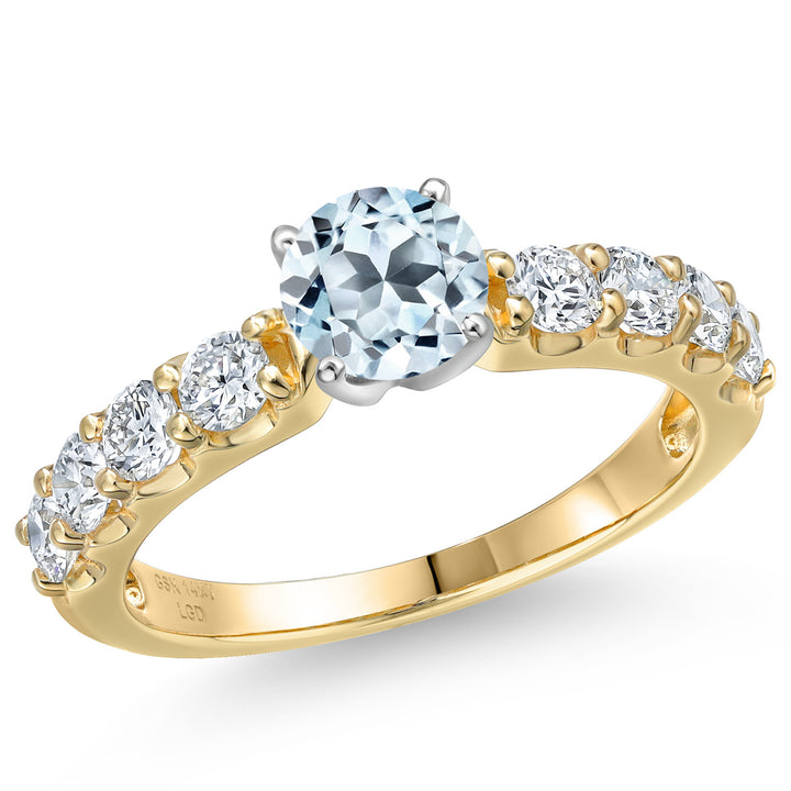 Sky Blue Topaz - November_8_Ring in 14K Two Tone Gold