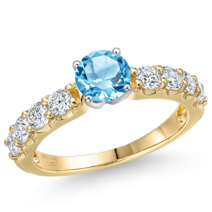 Swiss Blue Topaz - November_5_Ring in 14K Two Tone Gold