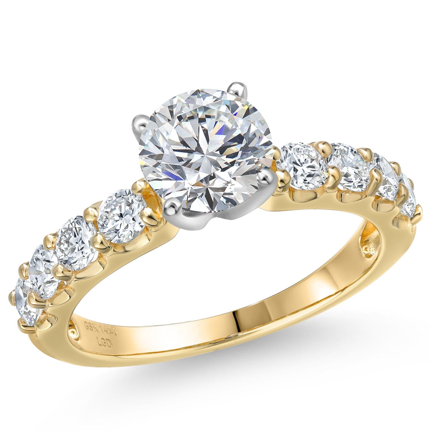 Round Cut_Center 1.5ct_8_Ring in 14K Two Tone Gold