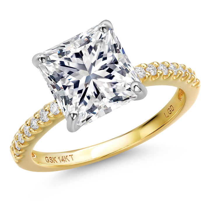 Princess Cut_Center 4.00ct_5_Ring in 14K Two Tone Gold