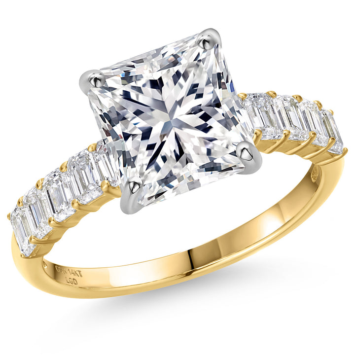 Princess Cut_Center 5ct_5_Ring in 14K Two Tone Gold