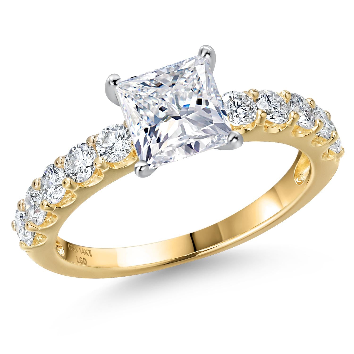 Princess Cut_Center 1.00ct_5_Ring in 14K Two Tone Gold