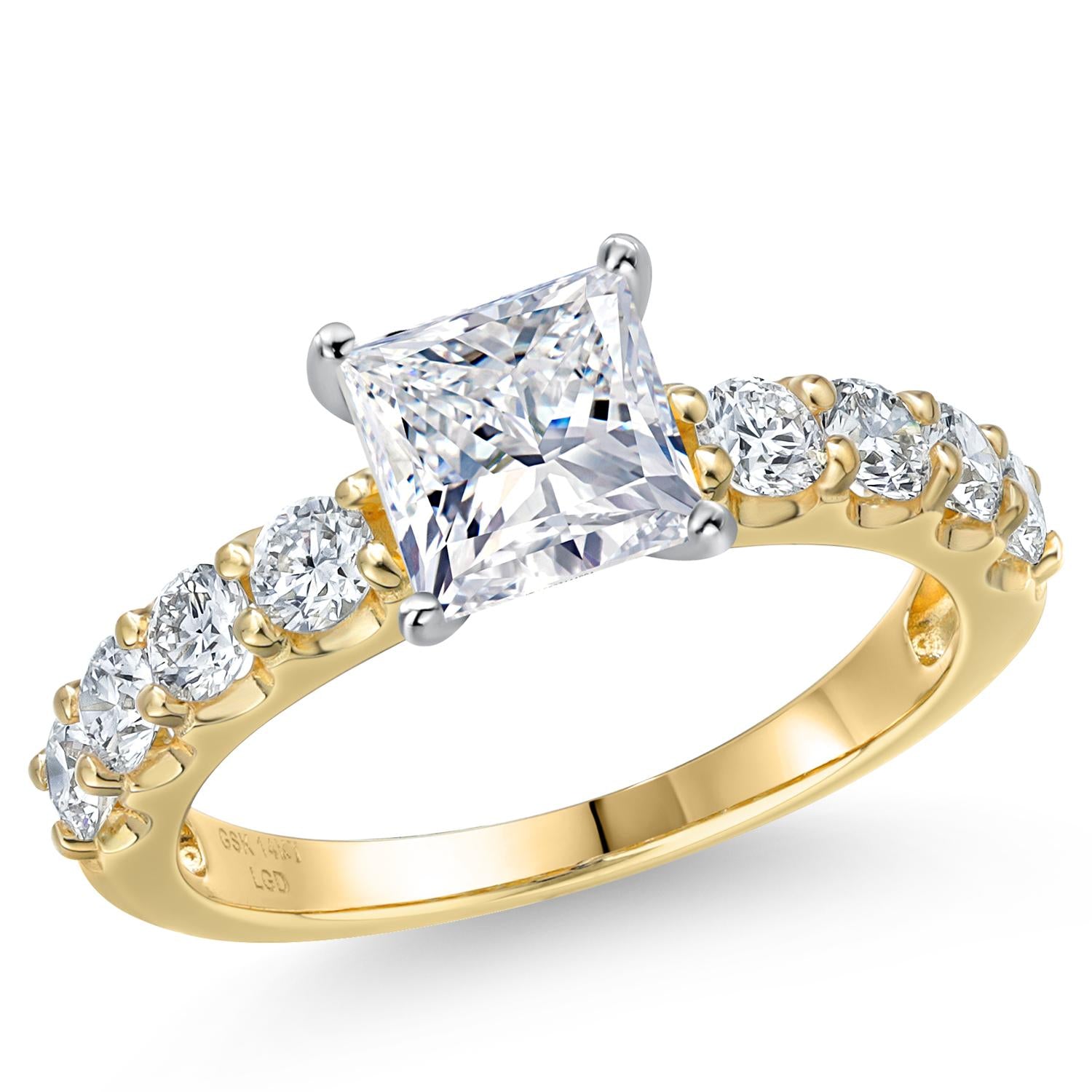 Princess Cut_Center 1ct_5_Ring in 14K Two Tone Gold