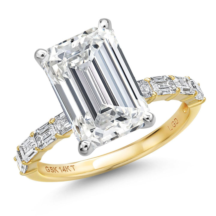 Emerald Cut_Center 5ct_5_Ring in 14K Two Tone Gold