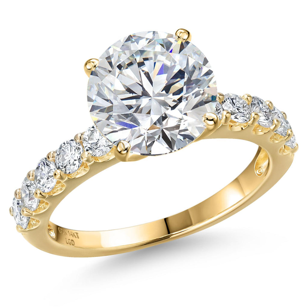 Round Cut_Center 4.00ct_7_Ring in 14K Yellow Gold