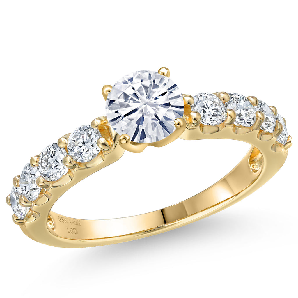 White Moissanite - April_9_Ring in 14K Yellow Gold