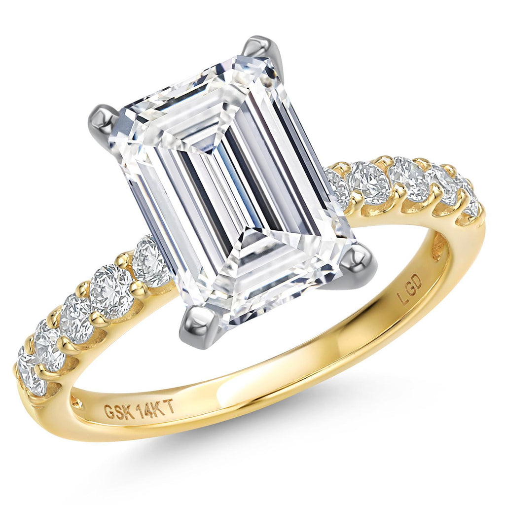 Emerald Cut_Center 4ct_7_Ring in 14K Two Tone Gold