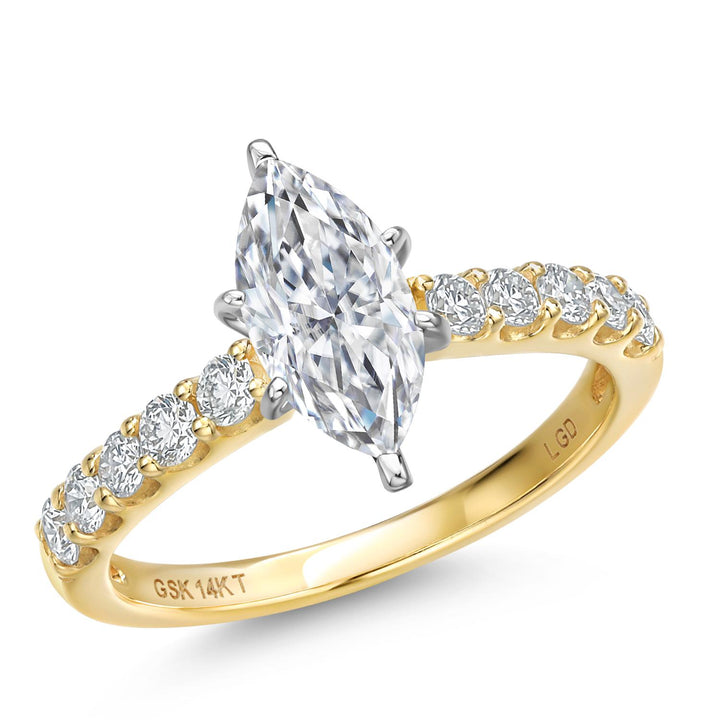 Marquise Cut_Center 1ct_5_Ring in 14K Two Tone Gold