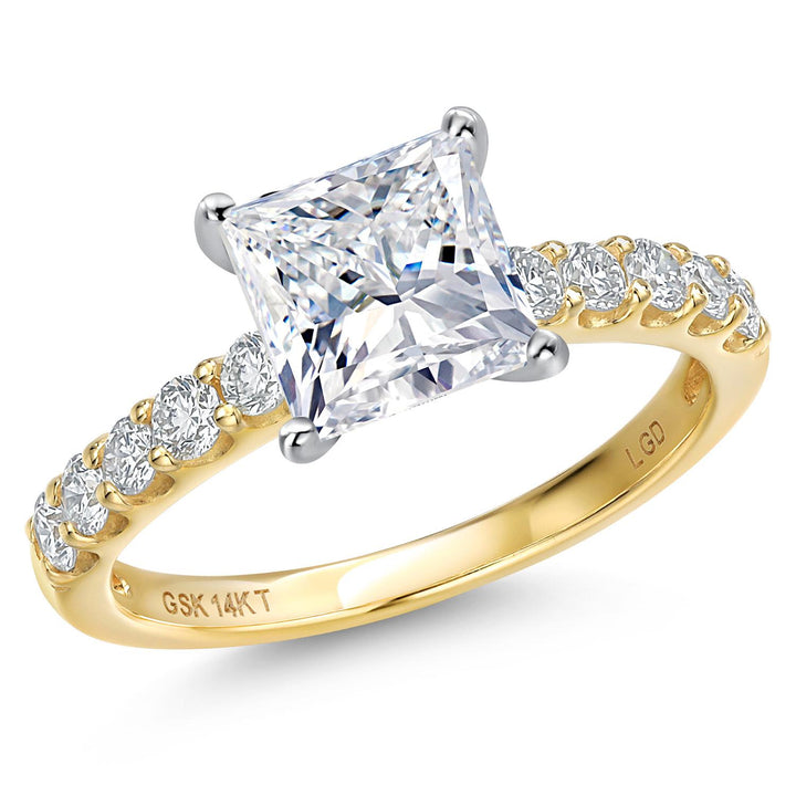 Princess Cut_Center 2ct_5_Ring in 14K Two Tone Gold