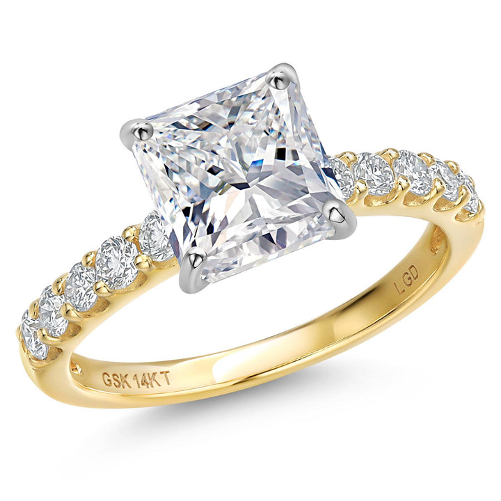 Princess Cut_Center 3ct_5_Ring in 14K Two Tone Gold