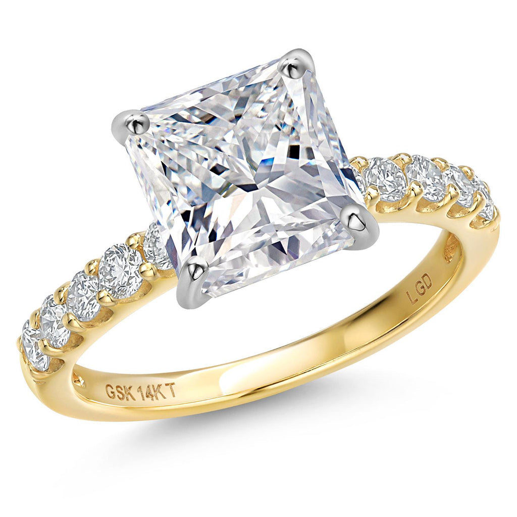 Princess Cut_Center 4ct_8_Ring in 14K Two Tone Gold